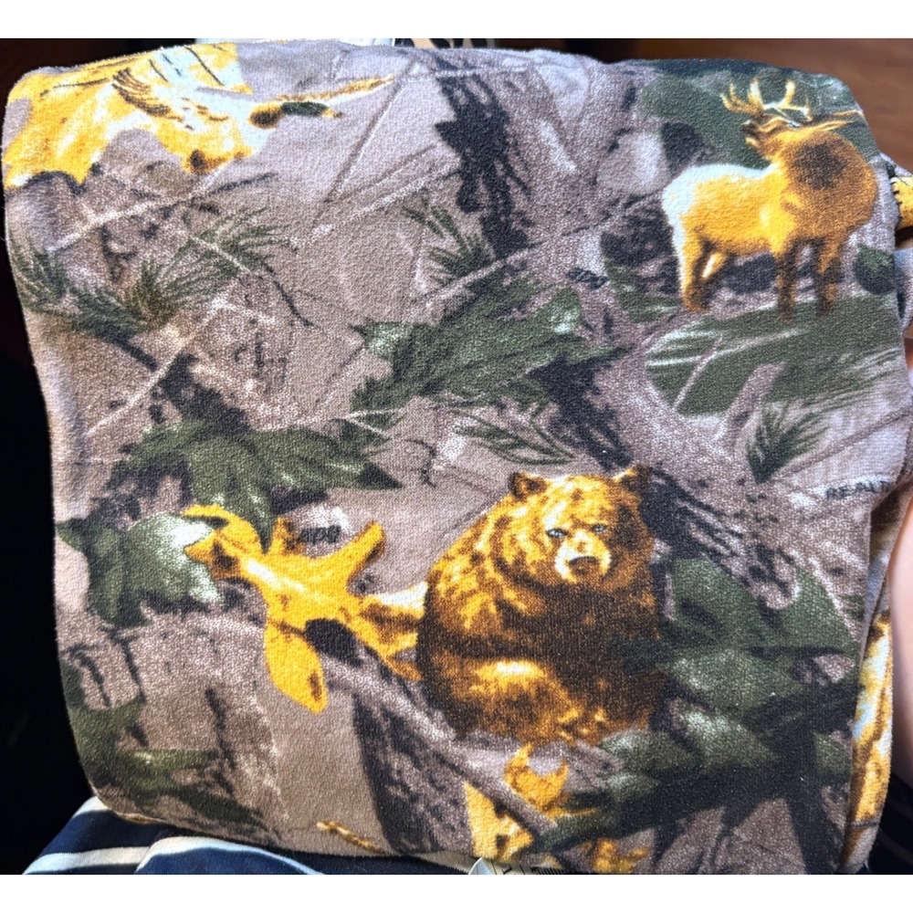 North 15 Fleece Lounge Pants Kids 10/12 Brown Camo Good Wildlife Print RN63525 - Picture 5 of 6